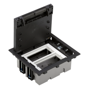 Cajas de suelo regulables en profundidad color gris + marco portamecanismos