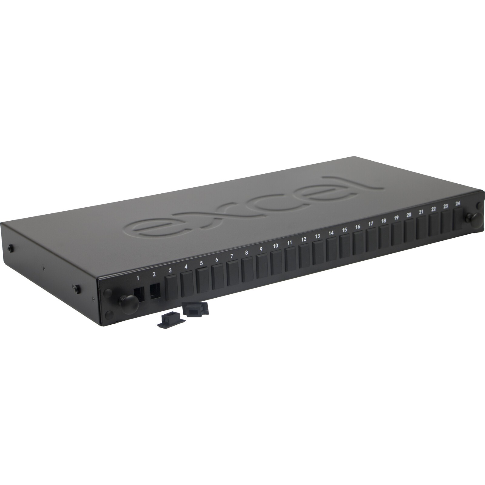 Caja empalme FO rack 19" 1UA vacía para 24 adaptadores SC's SIMPLEX / LC's DUPLEX.