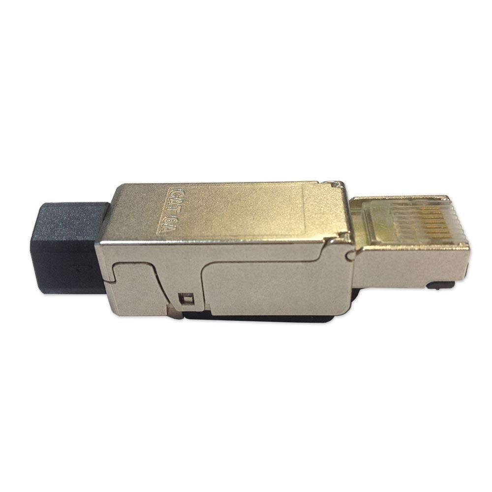 Conector macho RJ45 Cat.6A UTP/FTP sin herramientas para cables rígidos. Excel: 100-140