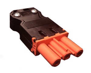 Conector rápido aereo hembra ROJO de 3 polos conexión por tornillo. Simon: CR0003-6