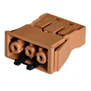 Conector rápido de empotrar ROJO hembra 3 polos conexión por cepo. Simon : CR0001-6