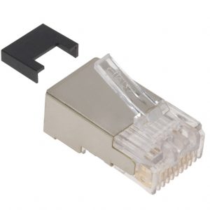 Conector RJ45 Apant. Macho 8 vías Cat.5e c/guía cable rígido/flexible. Commscope: 6-569550-3