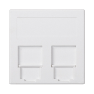 Placa plana SIMON 500 para 2 conectores anclaje tipo Keystone y Systimax con guardapolvo. Simon: 50000089-030