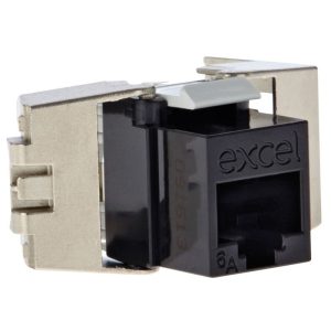 Toma hembra RJ45 UTP Categoria 6A perfil bajo tooless Excel EXC100-182-BK