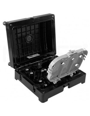 Torpedo en línea para empalme y segregación fibra óptica 4 ent/sal - 1 bandeja 12F/24F/36F  IP68 (12/24/36 fusiones)